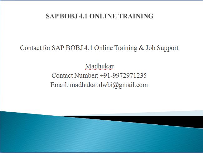 BO Online Training, Join Free - Demo live project explanation  SAP BO 