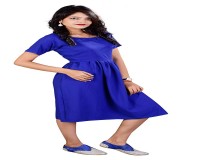 Image for Rajkumari Women’s Bubble Crepe Royal Blue Skater Dress